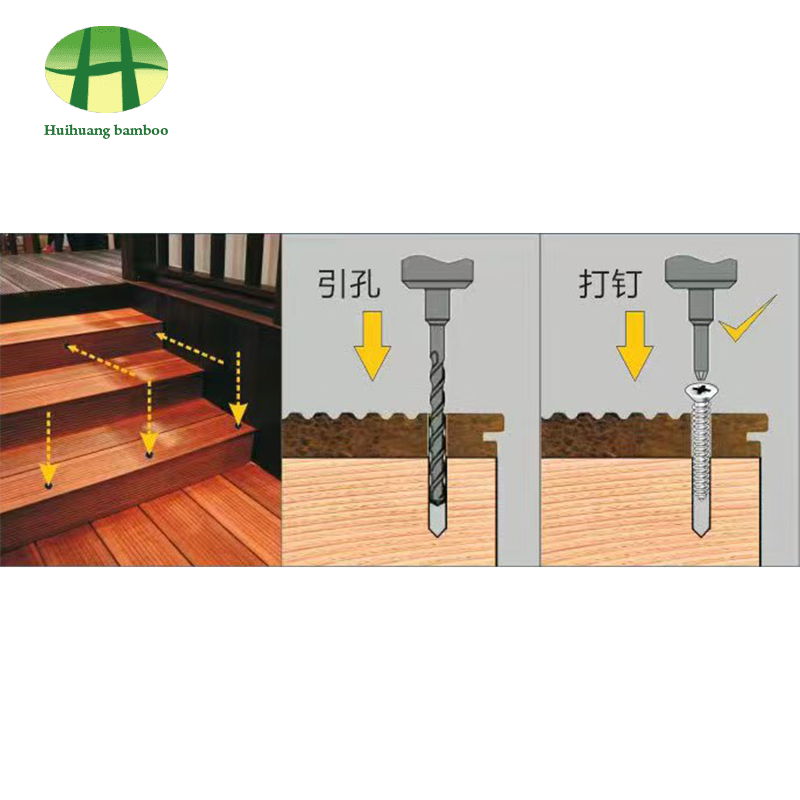 Penyambungan paku secara eksplisit pada lantai bambu yang berat