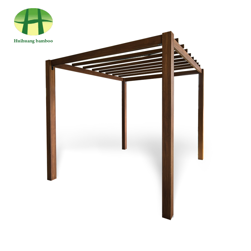 Pergola bambu komposit taman luar ruangan modern, pergola louvered luar ruangan
